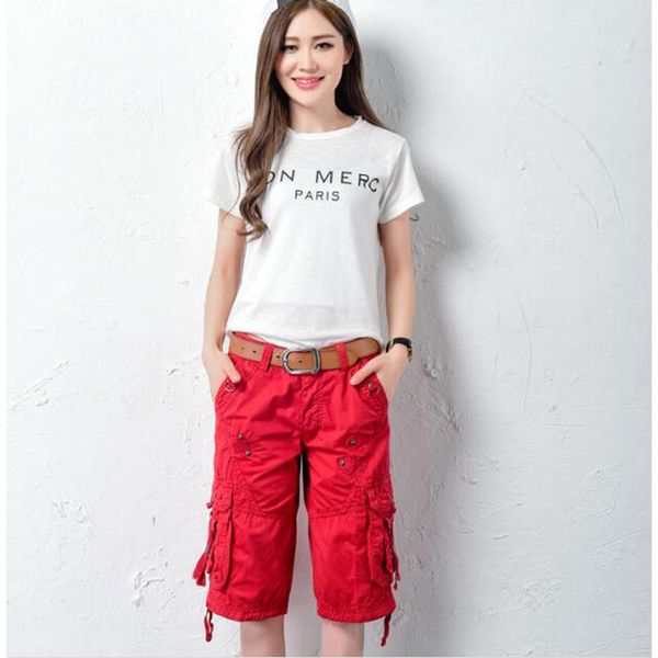 

2021 women casual cargo pockets at height of the female knee button streetwear tight shierxi pants ssqu, Black;white