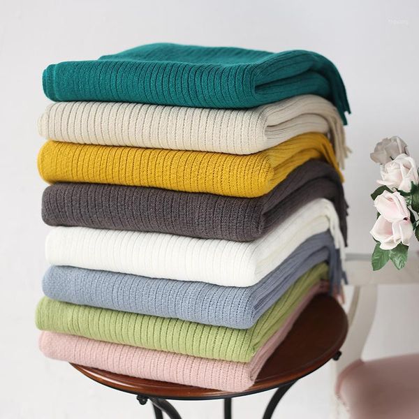 

drop shipping gift fringe tassels nordic solid color bedspread sofa lounge chair throw blanket 125*150cm1