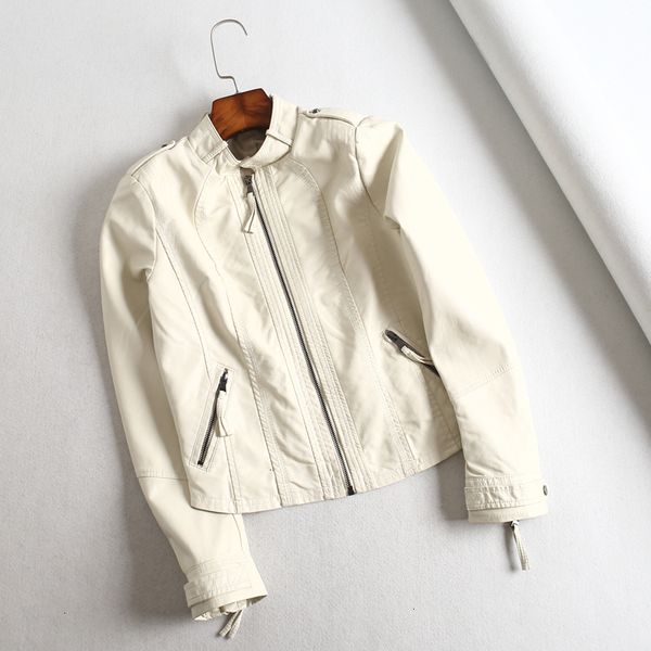 

autumn 2020 pu solid wallet women slim zipper new women's faux leather coat