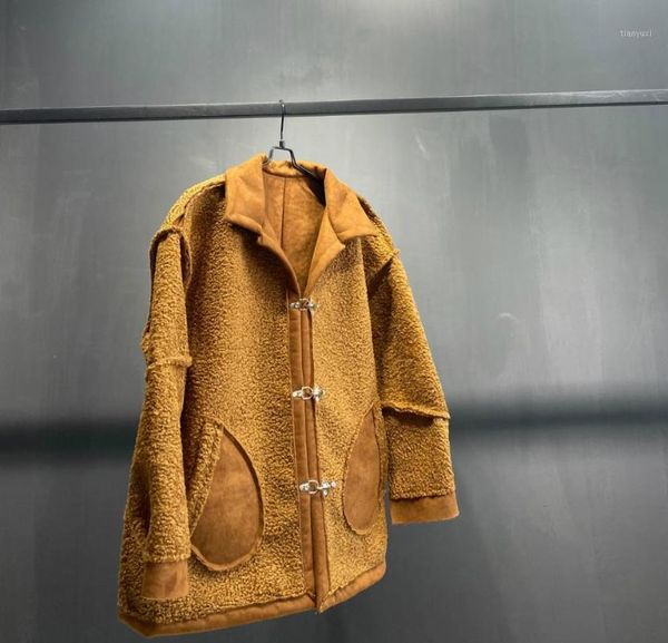 

new men's jacket with metal buttons in a new thick brown suede coat1, Black