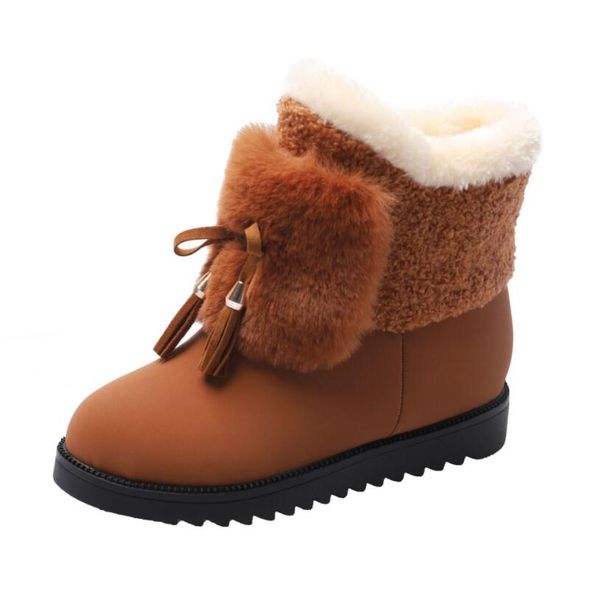 

new winter warm female snow boots fashion tassel winter warm plus velvet plus cotton comfort wild ankle boots womens, Black