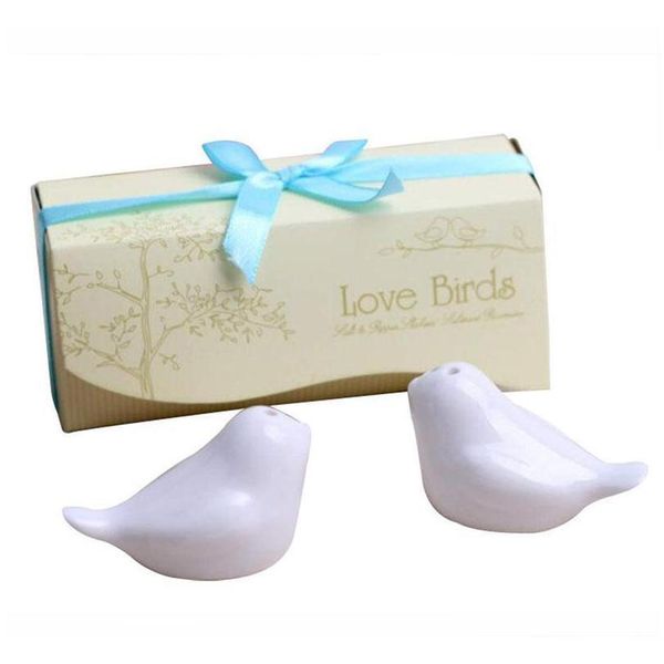 

mini wedding favor love bird salt and pepper shaker set party gift with package box for wedding gift or jlljrh jjxh