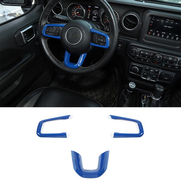 

blue abs steering wheel decoration cover for jeep wrangler jl jt 18+ auto exterior accessories