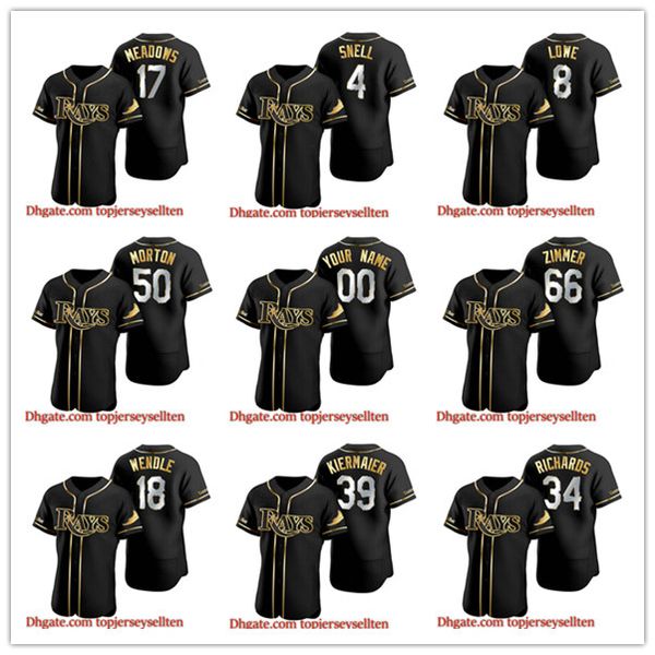 

tampa bay rays men women youth 50 charlie morton 12 wade boggs black golden edition authentic baseball jersey