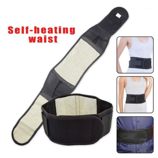 

waist support adjustable magnetic back brace posture belt lumbar lower pain massager self-heating therapy belt1, Black;gray