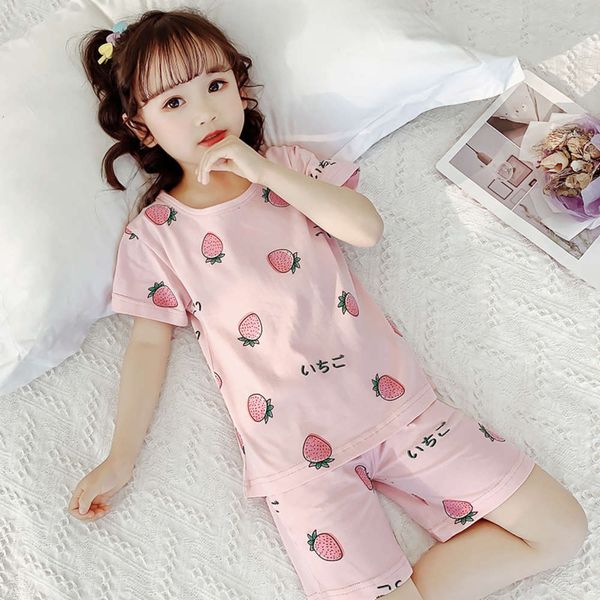 

2020 summer new pajamas suit girls' korean home two piece set of middle school children's air conditioning cloth oydy2jc5, Blue;red