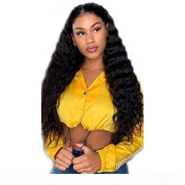 

loose deep wave full lace wigs with baby hair malaysian virgin human hair lace front wig bleached knots for women, Black;brown