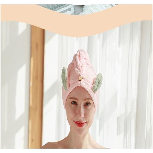 

cartoon cute rabbit ears shower cap thickened coral velvet absorbent instant dry superfine fiber wrap turban f wmtfnd