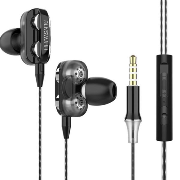 

dual drive earphone headphones gaming music earphones stereo bass headset wired earbuds hifi headphones for smart phone with mic