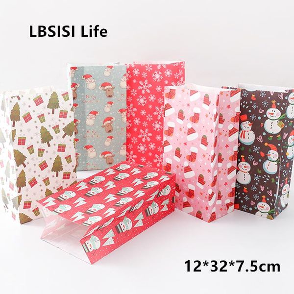 

lbsisi life 50pcs christmas gift bags paper santa claus snowman candy cookie christmas hand bag pack boxes with stickers wmtzwp bdesybag