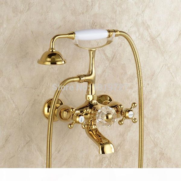 

ducha set exposed classic bath tap wall mixer shower bathroom handle shower torneira dual gold mounted chuveiro faucets brass yxlmed