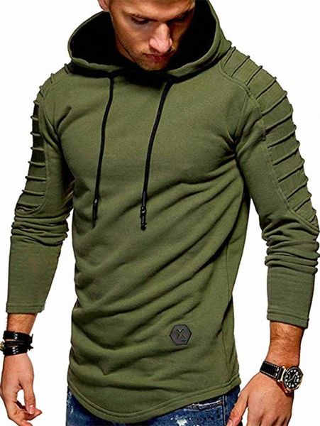 

men raglan sleeve drawstring hoodie a8jd#, Black