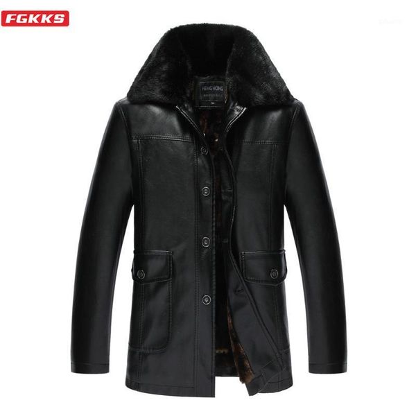 

fgkks winter new brand men pu leather jackets men's fashion washed leather coats male outdoor locomotive jacket coats1, Black