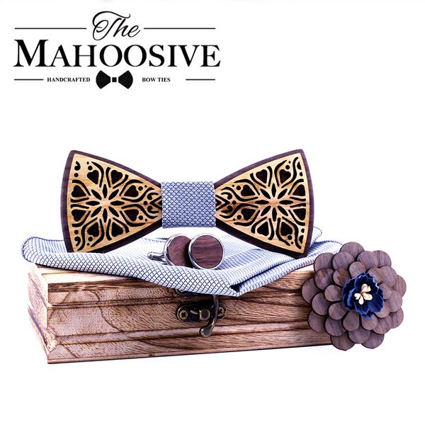 

mahoosive floral gift set wooden bow ties for men bowtie butterflies wedding suit wooden bowtie shirt krawatte bowknots necktie 201028, Blue;purple
