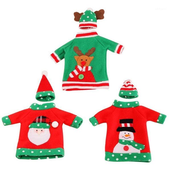 

christmas decorations lovely santa claus red wine bottle bags snowman gifts champagne holders xmas home dinner party decors1