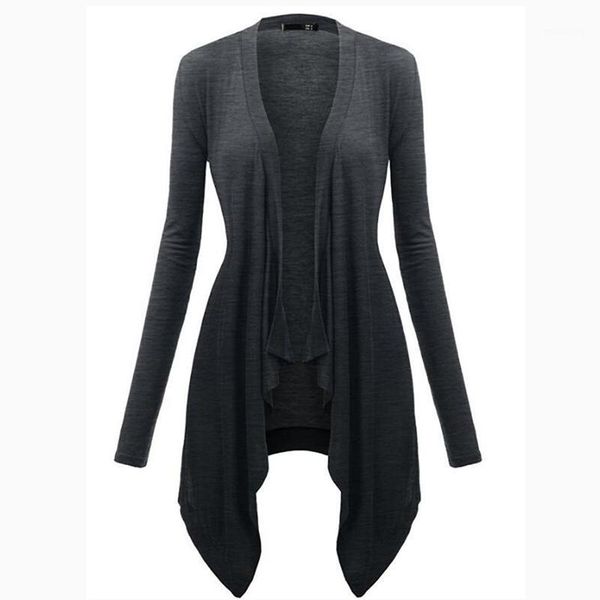 

women fashion irregular long sleeve solid colors casual loose open stitch coat autumn ladies cardigan outerwear1, Black;brown