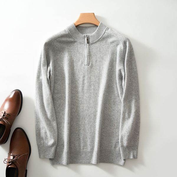 

2021 sweater neck 100% cashmere goat mesh long winter new thick warm colors male pullovers dbxz, White;black