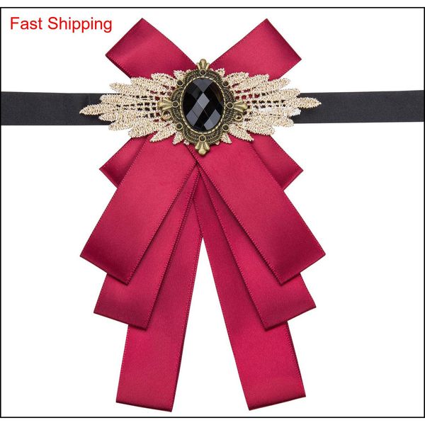 

men's burgundy with black gem bow ties lapel pin enamel pin luxury wedding party decoration qylnnn homes2007, Black;blue