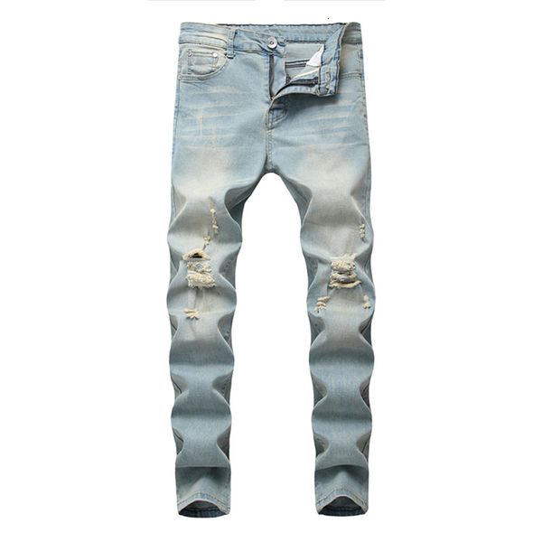 

ripped 2021 new up homeless teenage male pants harun skinny jeans high-quality streetwear y3uk, Blue