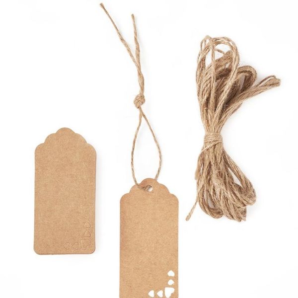 

jewelry display kraft paper price tags with hemp rope burlywood, 9x4.5x0.03cm; about 100pcs/bag jewelry jllbwm
