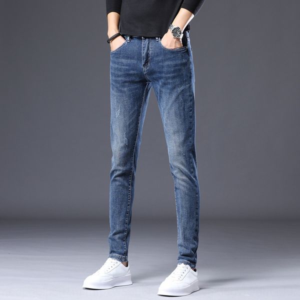

2020 autumn new jeans and jeanstrousers and jeansmen's jeans slim legged pants korean fashion versatile men's trousers fashion you, Blue