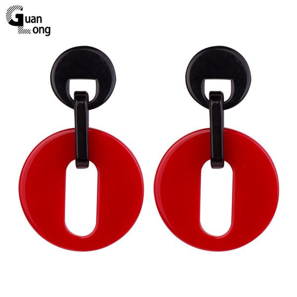 

dangle & chandelier guanlong vintage acrylic drop earrings for women statement big long round geometric resin earring fashion jewelry brinco, Silver