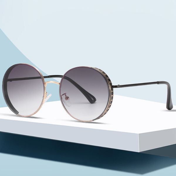 

new round frame sunglasses 2a129 fashionable women's sunglasses metal frame sunglasses designer aws, White;black