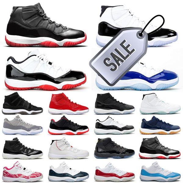 

11 men women basketball shoes new bred low cut concord cap and gown legend blue mens trainer sports sneakers i, Black