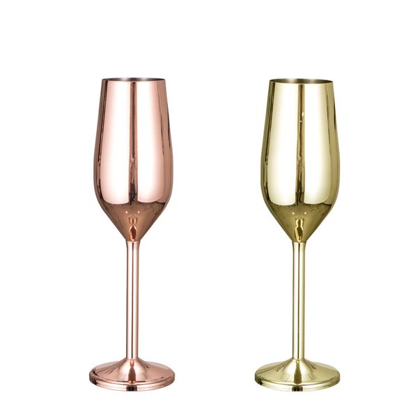 

200ml stainless steel wine glasses metal colors champagne cup straight goblet fit household wediing party supplies resistance to fall 38be e