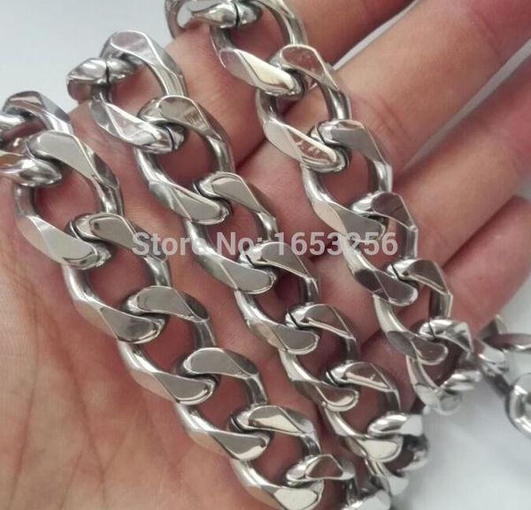 

огромный тяжелый 15мм 24 «» снаряженная звено цепи ожерелье чисто из нержавеющей стали ювелирных изделий отполированного .best подарков для, Silver