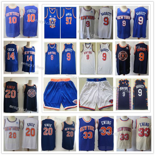 

stitched men r.j. 9 barrett walt 10 frazier allonzo 14 trier kevin 20 knox patrick 33 ewing jerseys basketball shirt, Black;red