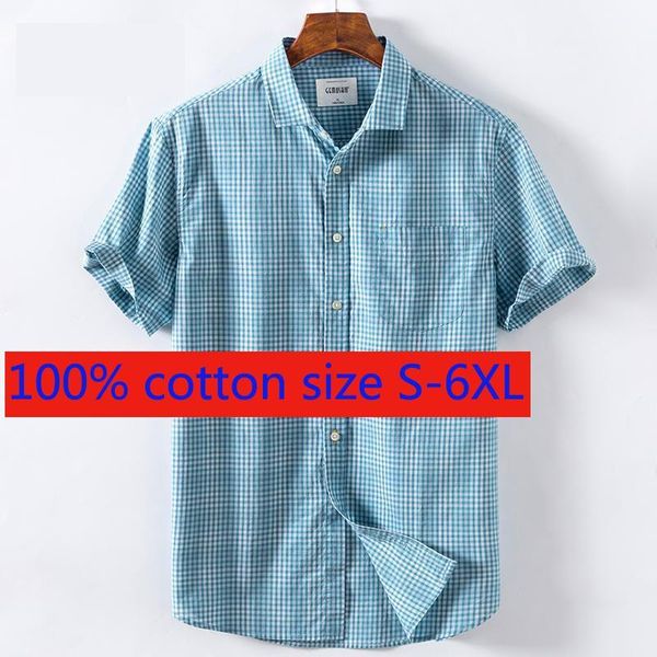 

new arrival large short sleeve men 100% cotton plaid youth summer fashion loose casual shirts plus size smlxl2xl3xl4xl5xl6xl1, White;black