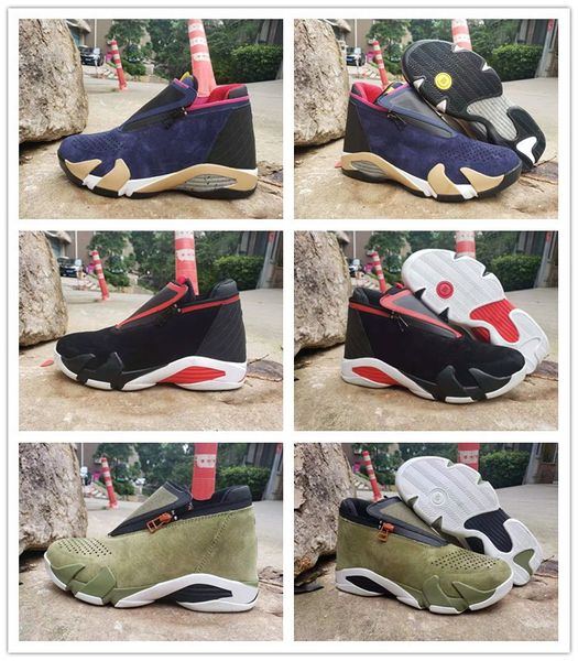 

j14 jumpman z olive classic black/red white/purple men basketball shoes zipper enclosure 14s mens sports sneakers with box, White;red
