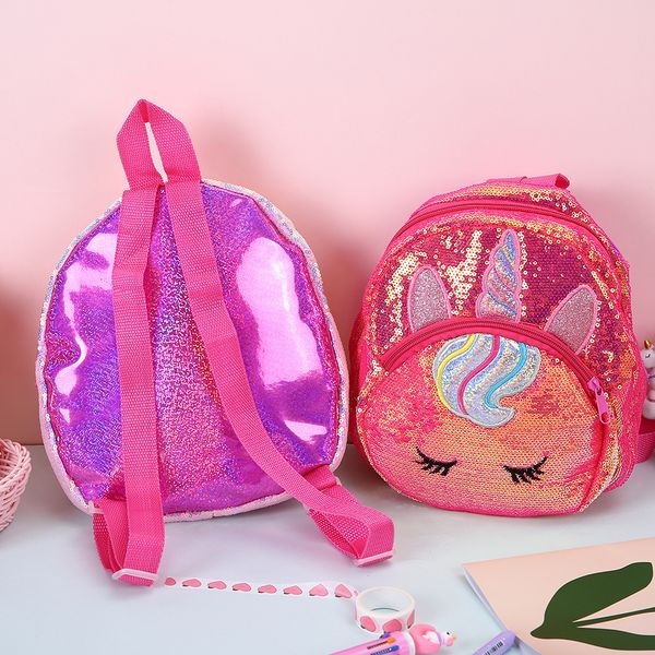 

cute unicorn sequins kids bag laser cartoon children girl school bags sequin toy backpack kindergarten backpack for age 2-6 y0125