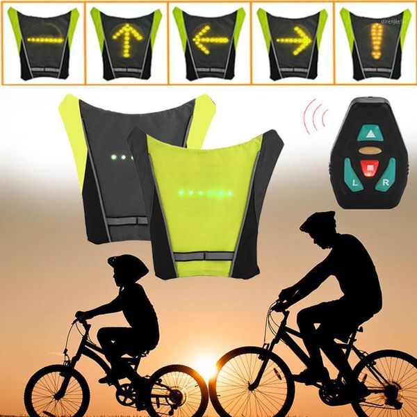 

led usb riding backpack pendant steering light backpack wireless remote practical nylon warning led riding vest portable1, Black;red