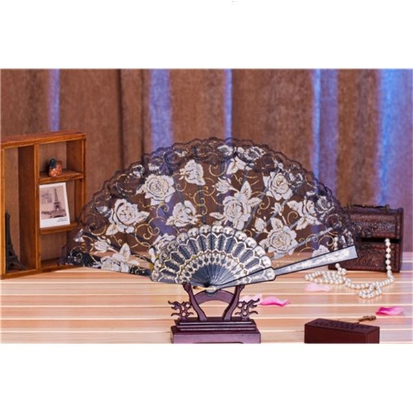

lace pattern factory fans rose luxury floral glitter style folding hand fan dance party kraft gifts