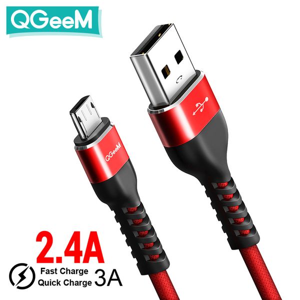 

qgeem micro 2.4a нейлоновые данные быстрого зарядки для samsung xiaomi lg планшетный android мобильный телефон usb зарядки кабеля