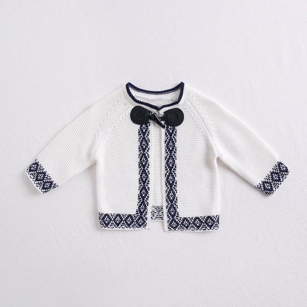 

baby toddler kids knitted white white geometrical jacket coats spring summer new ins fashion lovely child outwears, Blue;gray