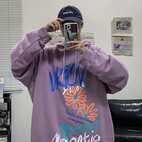 

spring 2021 male and winter new printed hoodie young men's clothes u103, Black