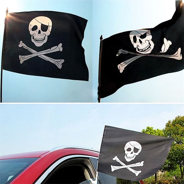 

90x150cm large skull headband crossbones pirates flag jolly roger roger hanging with grommet for ktv bar home praty decorations