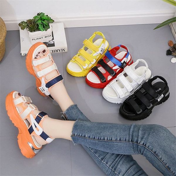 

2021 new three inches tall of women's fashionable sandals summer thick sweet beach beautiful multicolored deep peep toe shoes 3mx7, Black