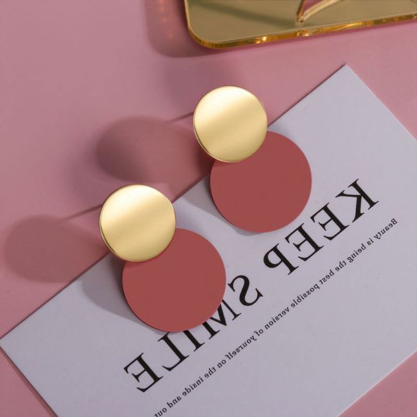 

korean acrylic round for women 2020 fashion vintage geometric new dangle gold drop earrings kolczyki female jewelry, Black