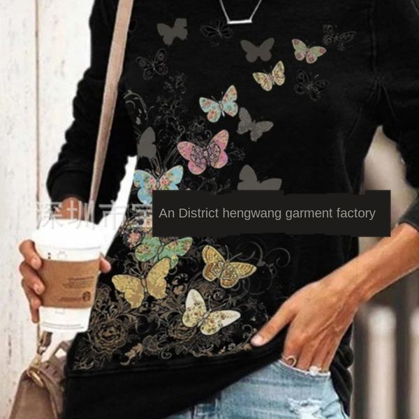 

2020 new women's round neck print long sleeve for women 2020 new women's round neck print long sleeve t-shirt t-shirt for women gr, White