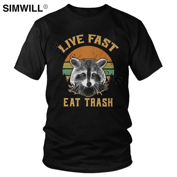 

retro live fast eat trash raccoon mens pure racoon shirts sleeve round collar panda tees gift hooded sweatshirt hoodie men t shirt
