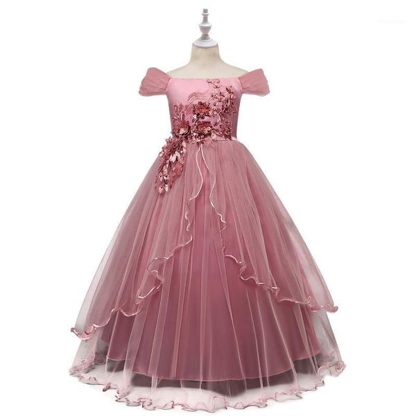 

girl's dresses girls over 4 years sleeveless formal flower kids embroidery lace children's princess skirt1, Red;yellow