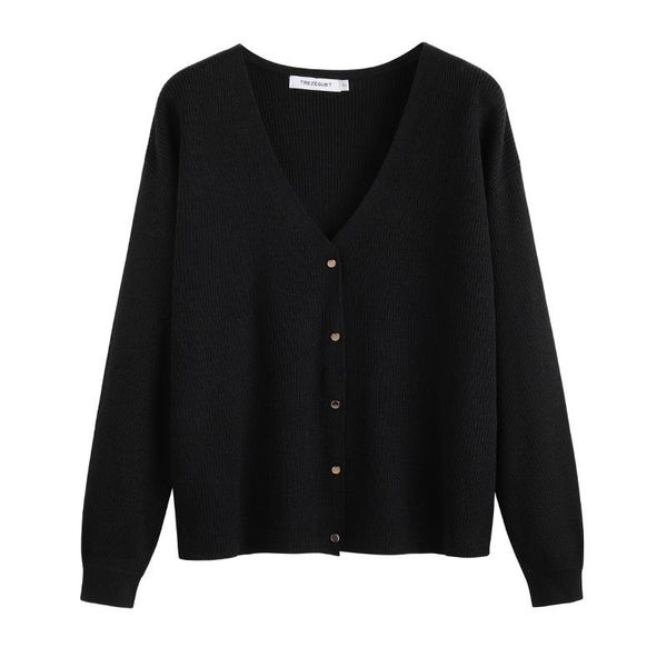 

women's knits & tees 2021 autumn winter wear v-neck loose-fitting sweater cardigan korean long-sleeved wool knit coat fashion, White
