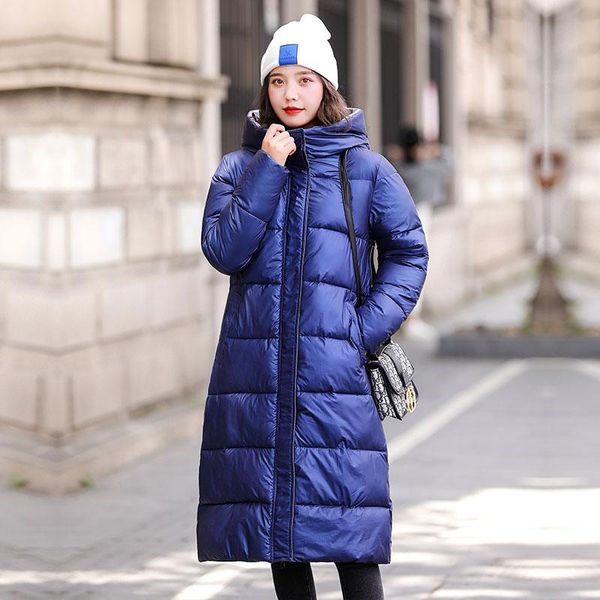 

2020 новая длинная глянцевая парка мода теплая зимняя куртка женщины повседневная парка parka женский офис леди, Black