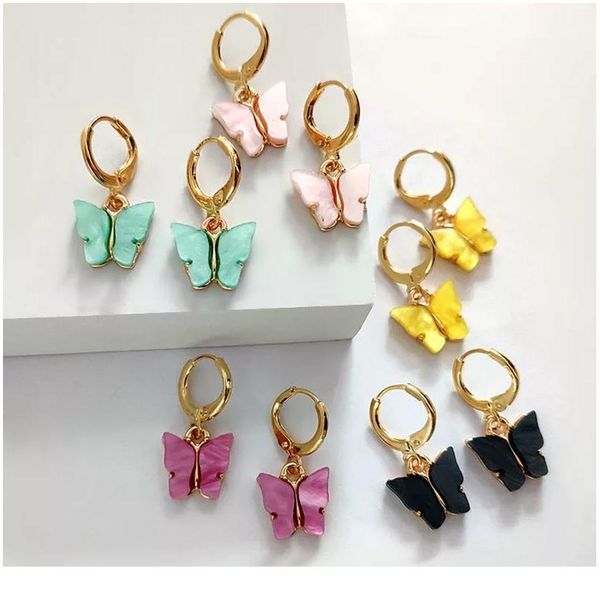 

cute transparent acrylic dinosaur butterfly drop earrings long dangle hook earrings for women girl gift jewelry party wmtrdi