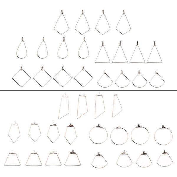 

20pcs earring hooks teardrop square round irregular shape earrings pendant beading hoop earrings findings jewelry making, Golden;silver