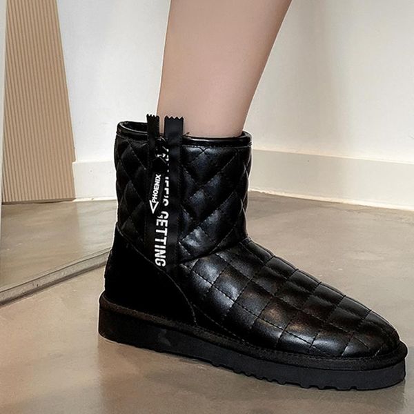 

2020 new winter snow boots women's shoes keep warm wool waterproof simple and versatile ankle boots bottes femme, Black